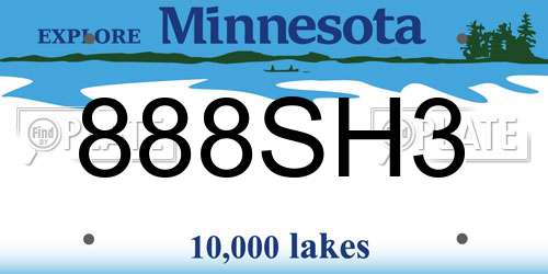 888SH3 Minnesota License Plate