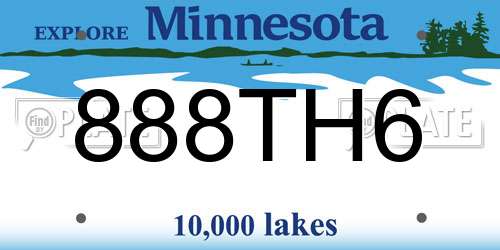 888TH6 Minnesota License Plate