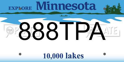 888TPA Minnesota License Plate