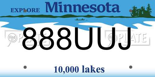 888UUJ Minnesota License Plate
