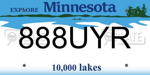 888UYR Minnesota License Plate