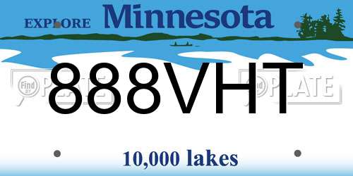 888VHT Minnesota License Plate