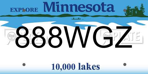 888WGZ Minnesota License Plate
