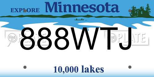 888WTJ Minnesota License Plate