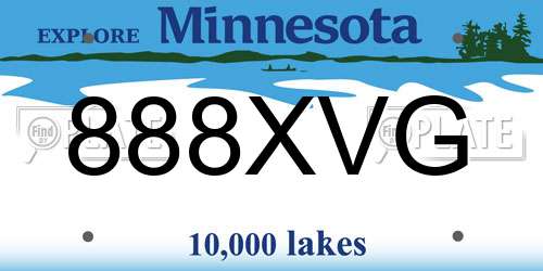 888XVG Minnesota License Plate