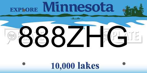 888ZHG Minnesota License Plate