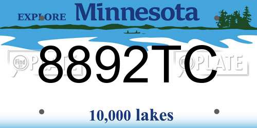 8892TC Minnesota License Plate