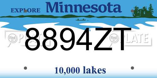8894ZT Minnesota License Plate