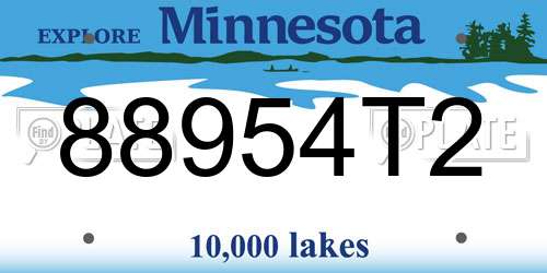88954T2 Minnesota License Plate