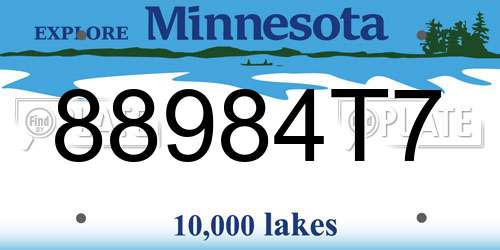 88984T7 Minnesota License Plate
