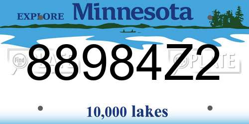 88984Z2 Minnesota License Plate