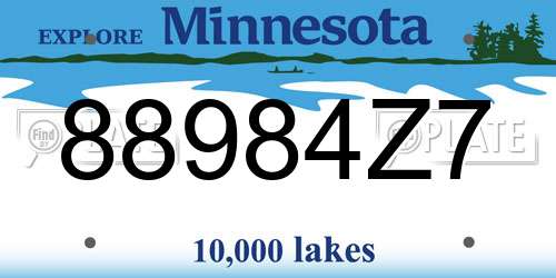 88984Z7 Minnesota License Plate