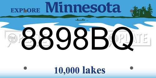 8898BQ Minnesota License Plate