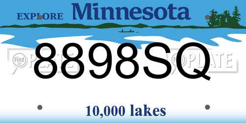 8898SQ Minnesota License Plate
