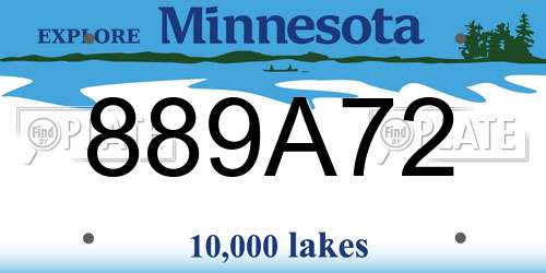 889A72 Minnesota License Plate