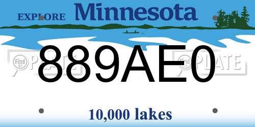 889AE0 Minnesota License Plate