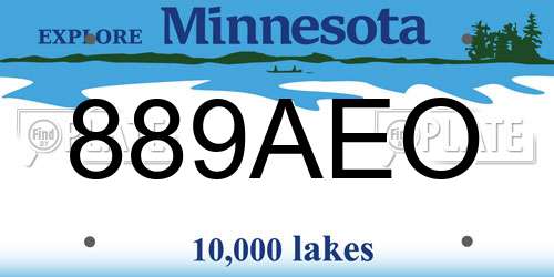 889AEO Minnesota License Plate
