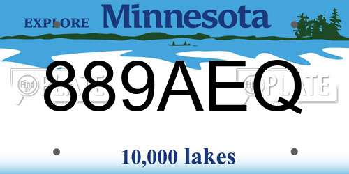 889AEQ Minnesota License Plate