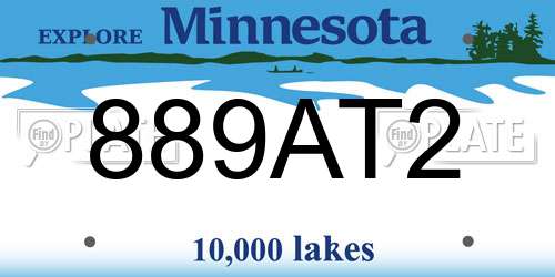 889AT2 Minnesota License Plate