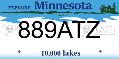 889ATZ Minnesota License Plate