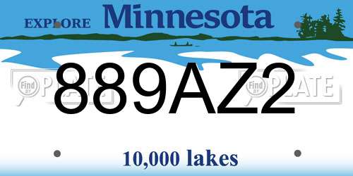889AZ2 Minnesota License Plate