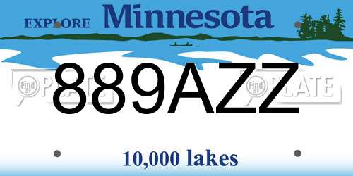 889AZZ Minnesota License Plate