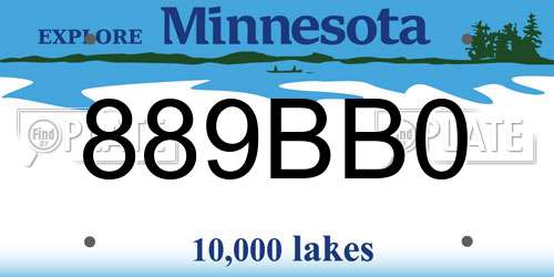 889BB0 Minnesota License Plate