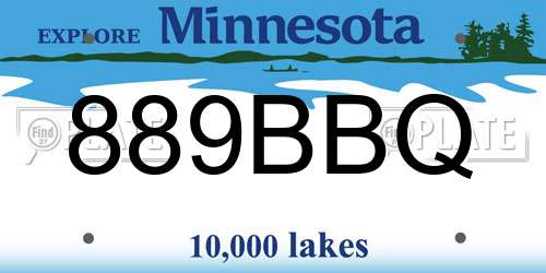 889BBQ Minnesota License Plate