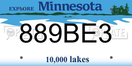 889BE3 Minnesota License Plate