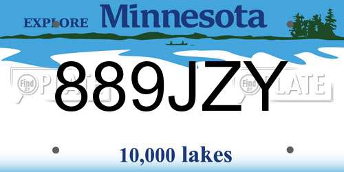 889JZY Minnesota License Plate