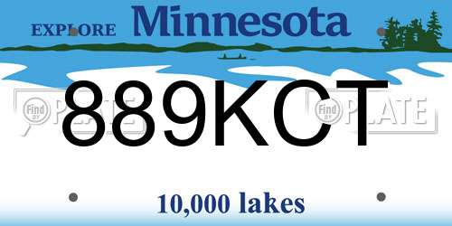 889KCT Minnesota License Plate