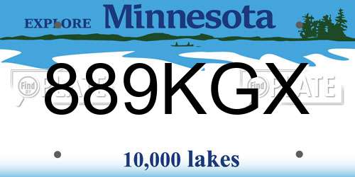 889KGX Minnesota License Plate