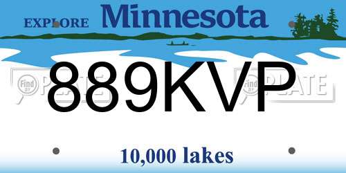 889KVP Minnesota License Plate