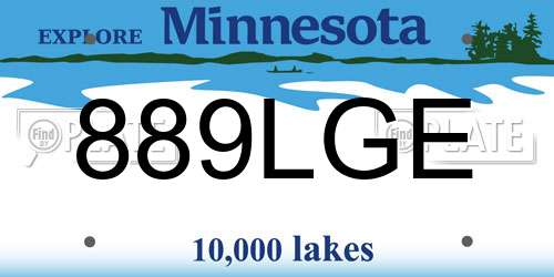 889LGE Minnesota License Plate