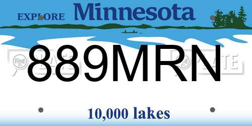 889MRN Minnesota License Plate