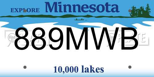889MWB Minnesota License Plate