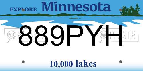 889PYH Minnesota License Plate