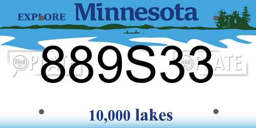 889S33 Minnesota License Plate