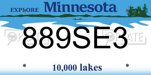 889SE3 Minnesota License Plate