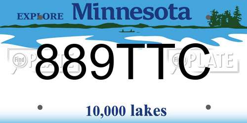 889TTC Minnesota License Plate
