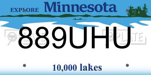 889UHU Minnesota License Plate