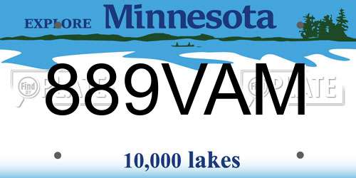 889VAM Minnesota License Plate
