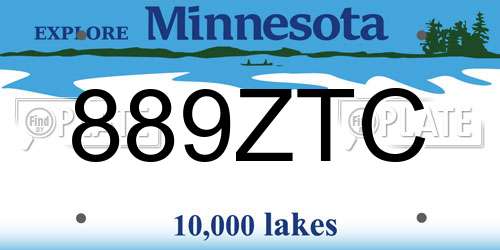 889ZTC Minnesota License Plate