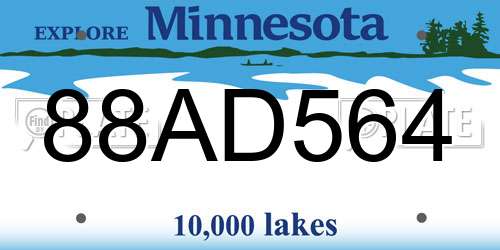 88AD564 Minnesota License Plate
