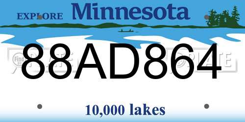 88AD864 Minnesota License Plate