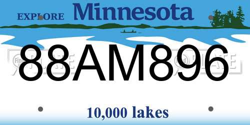 88AM896 Minnesota License Plate