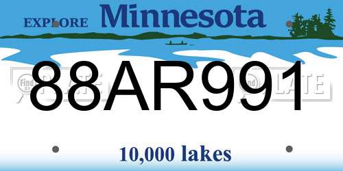 88AR991 Minnesota License Plate