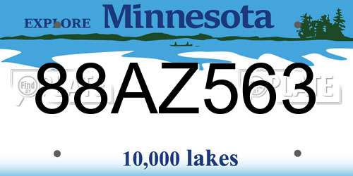 88AZ563 Minnesota License Plate