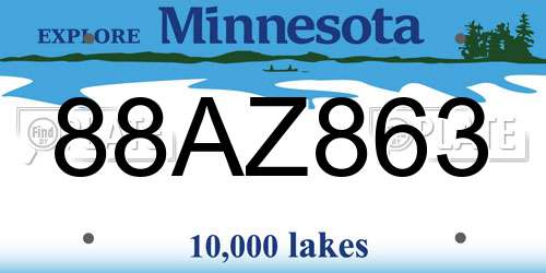 88AZ863 Minnesota License Plate