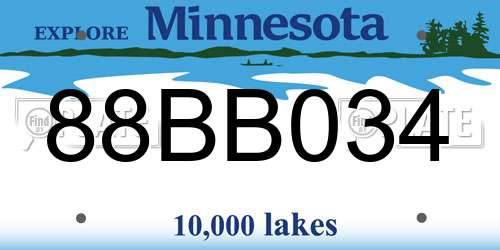 88BB034 Minnesota License Plate